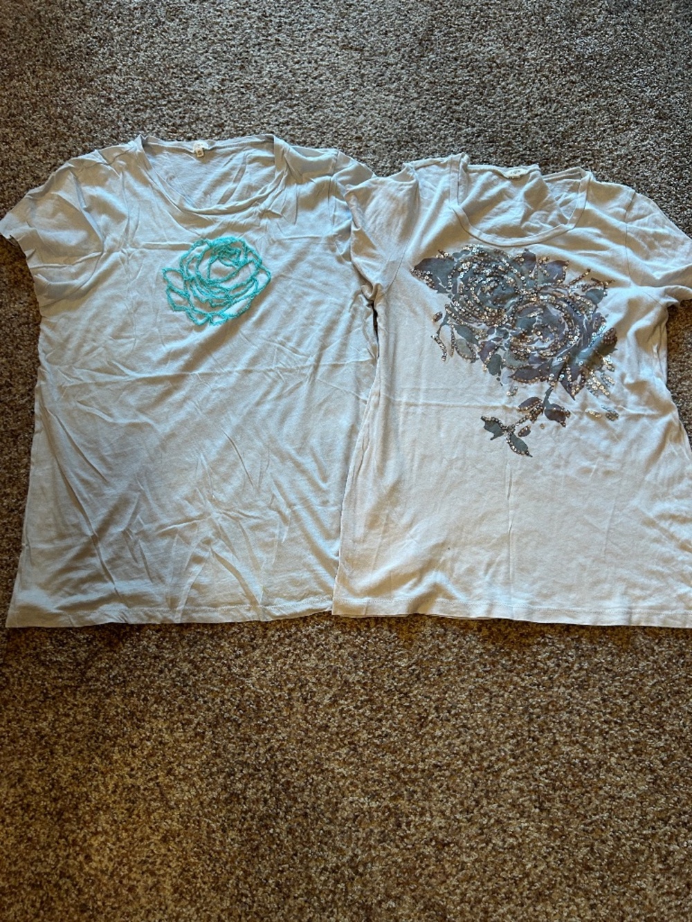 J Crew tshirts flower sequins yarn LOT  tee